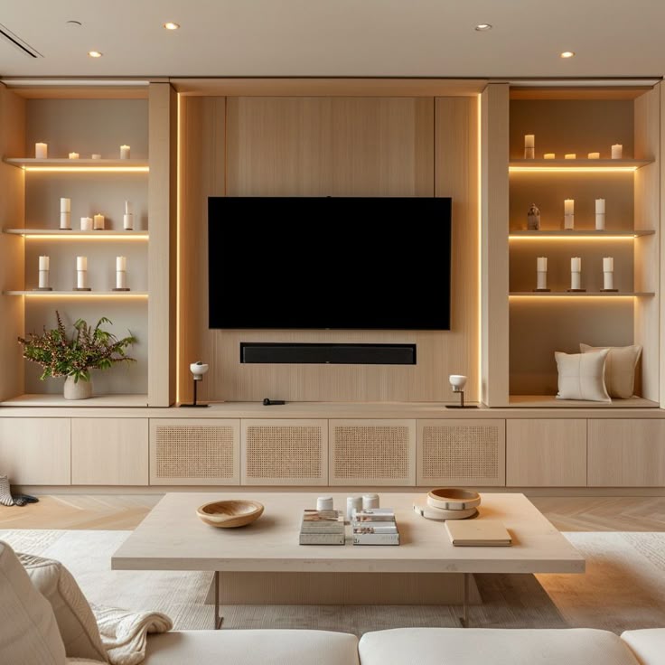 Custom built-in cabinets in living room